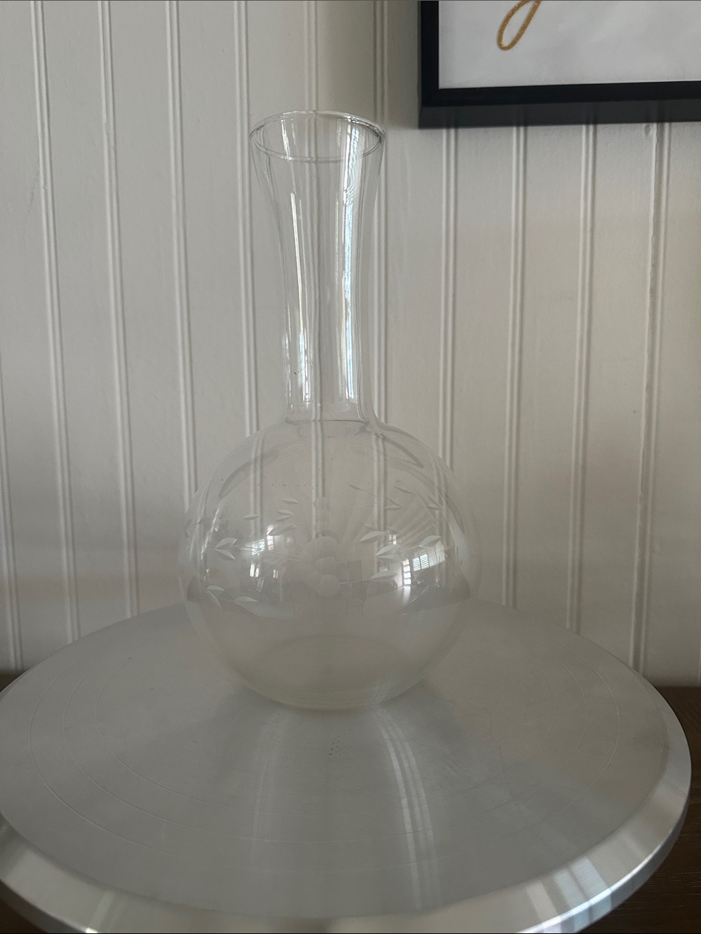 Princess House Clear Etched Glass Bud Vase